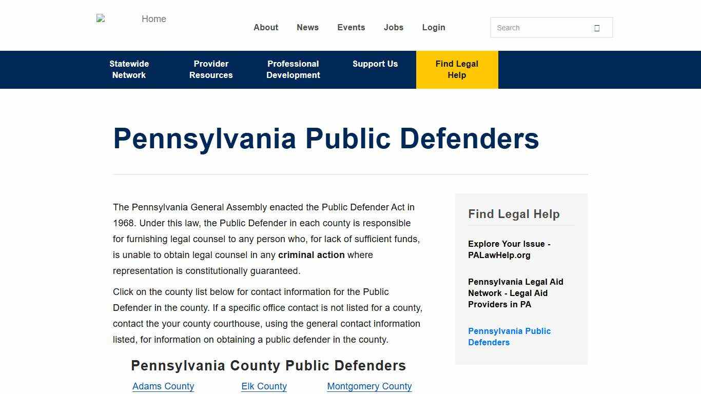 Pennsylvania Public Defenders | Pennsylvania Legal Aid Network