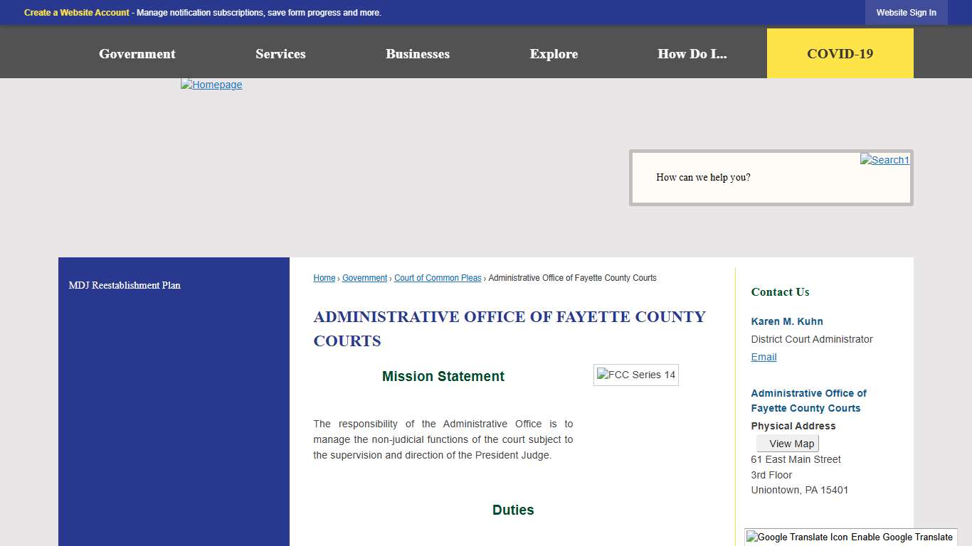 Administrative Office of Fayette County Courts | Fayette County, PA